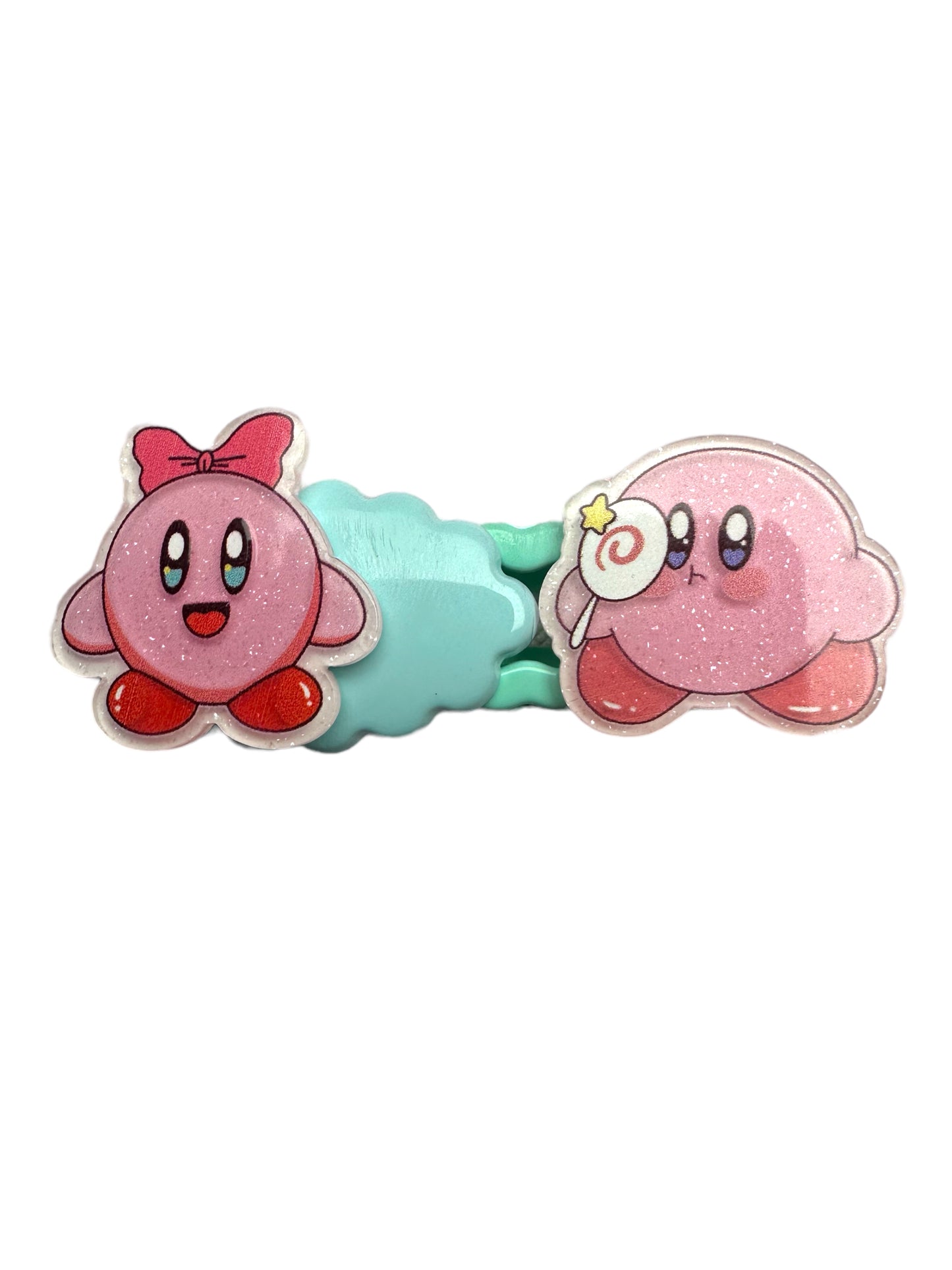 Barrette 14 - Kirby noeud 🎀 et nuage bleu