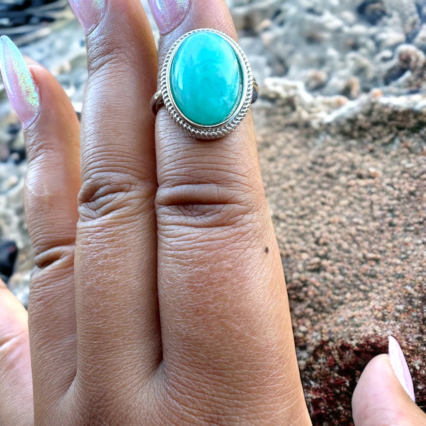 Bague en amazonite